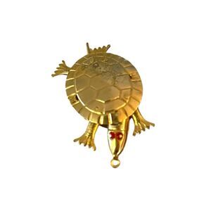 Vintage Gold Articulated Sea Turtle Pendant Charm